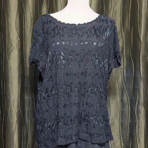Navy Blue Vera Wang Modern Lace Overlay Top XL